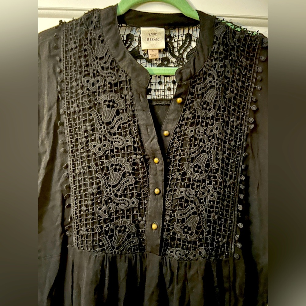 Knox Rose Black Tunic Dress w/ pockets Women Size L NWT